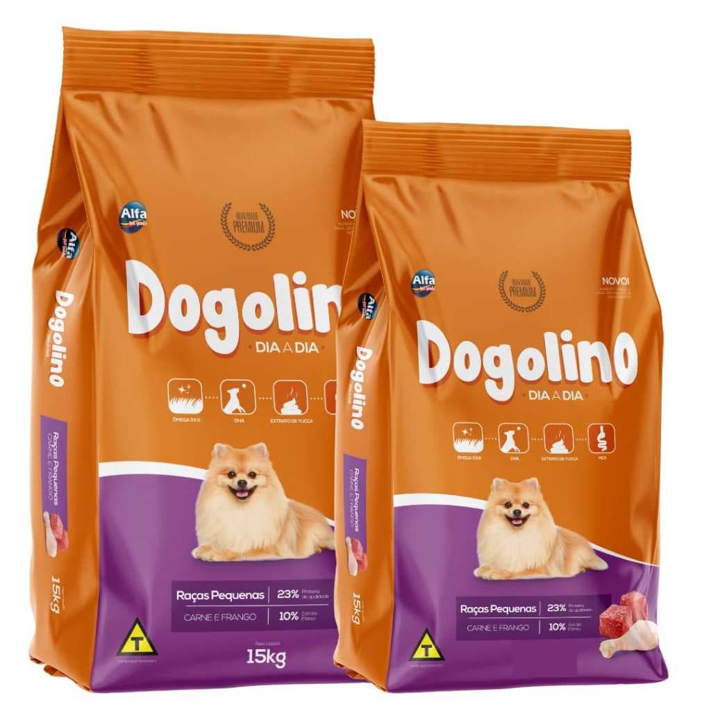 Dogolino Dia a Dia Carne e Frango 23% Proteína Ração Para Cães Raças Pequenas
