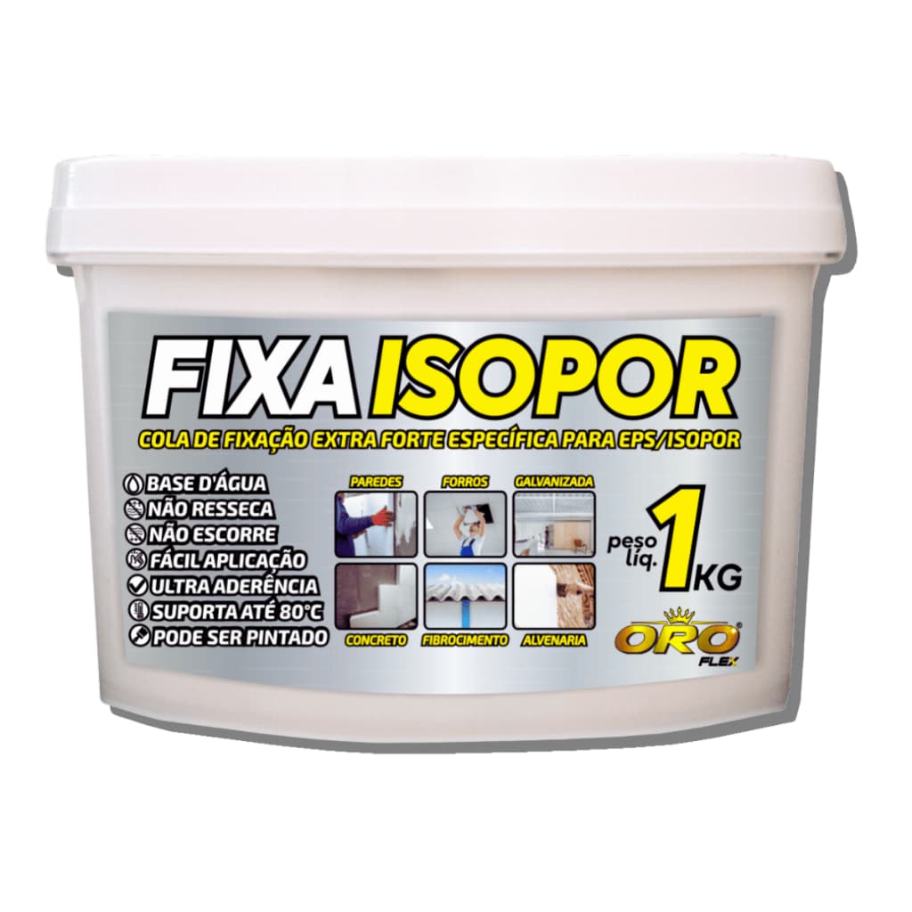 Cola Extra Forte FIXA ISOPOR em Telhados de Metal, Amianto, Zinco 1KG OROFLEX