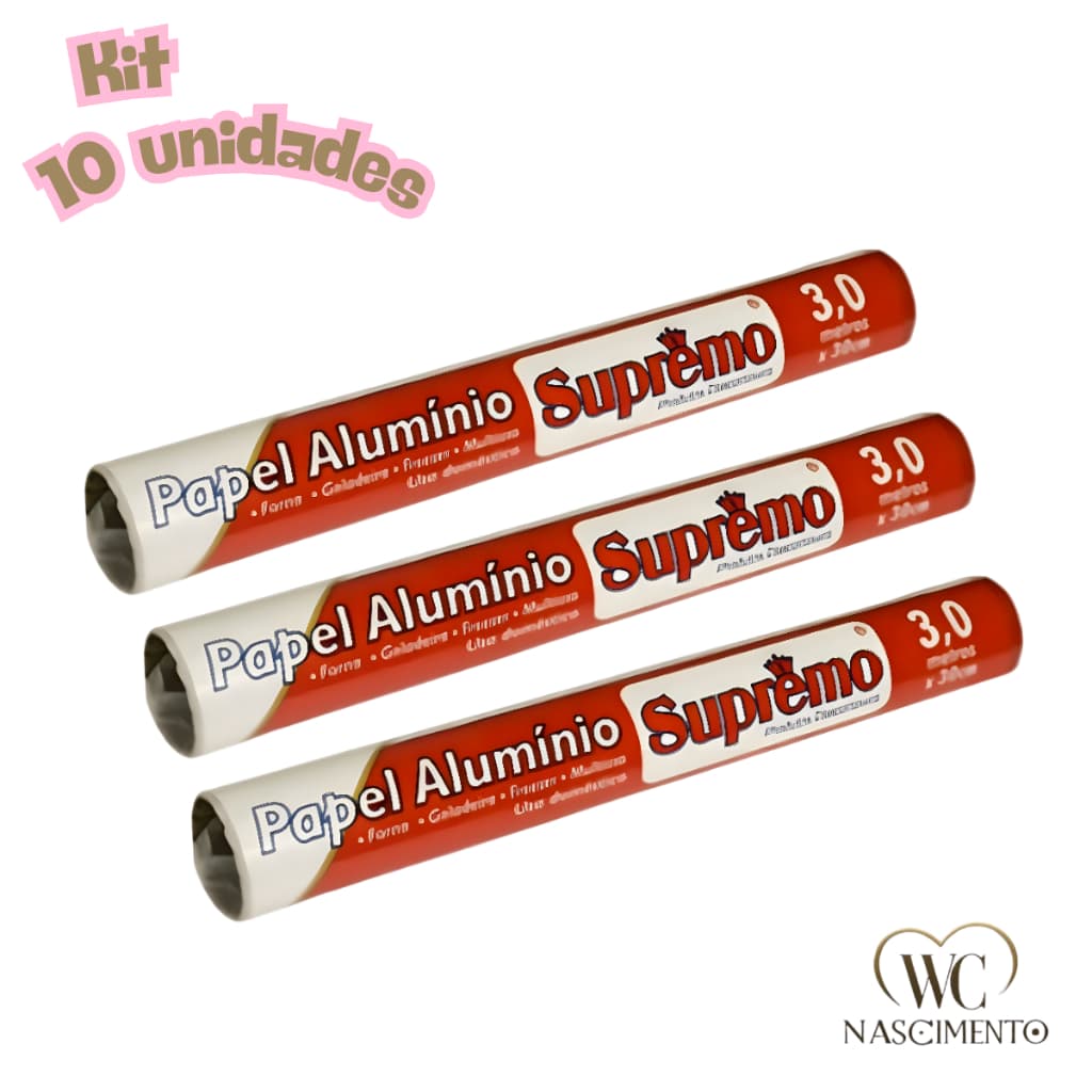 Kit c/ 10 Papel Alumínio de Alta Resistência Ideal para Cozinhar Grelhar e Armazenar Alimentos