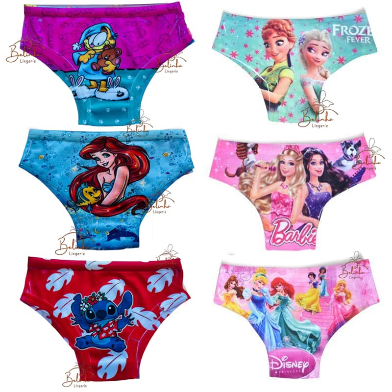 Calcinha infantil Sublimada kit 10 unidades