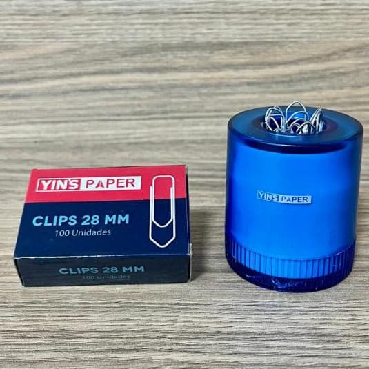 Conjunto Com 100 Clips 28mm + Porta Clips Magnético -Yin's Paper