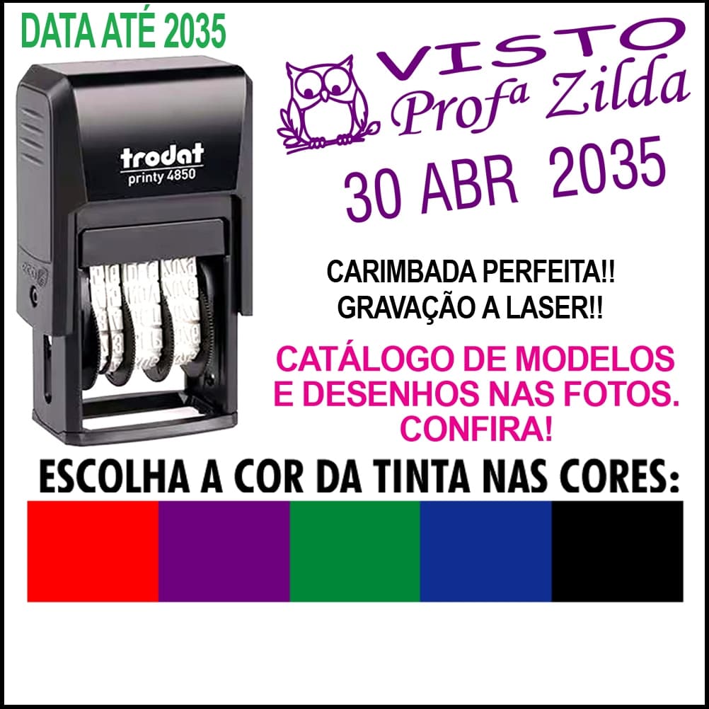 Carimbo Datador Para Professor Texto+desenho Trodat 4850 - COMPRA 100% GARANTIDA