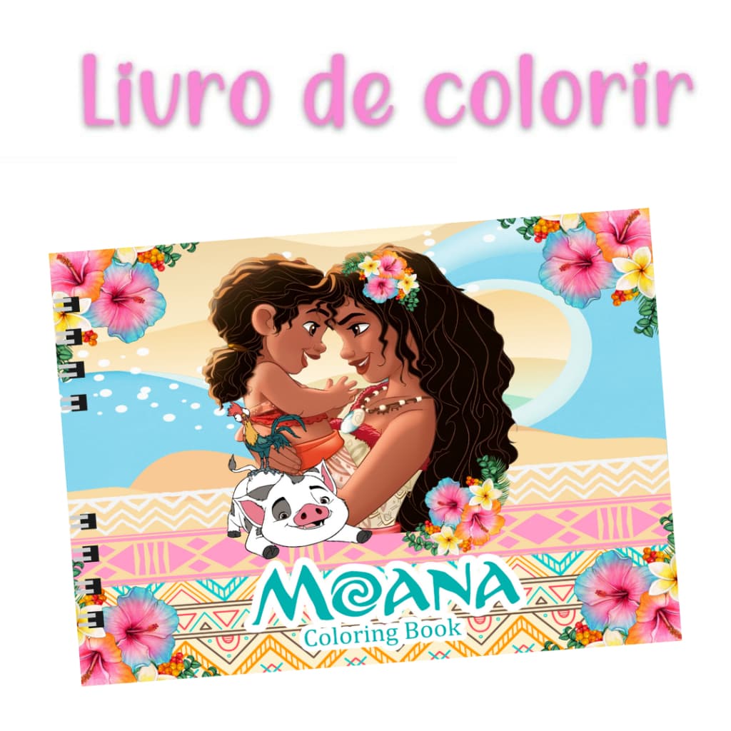 Livro de Colorir MOANA Folha Grossa e Capa Dura 180g 50 Páginas / PROMOÇÃO