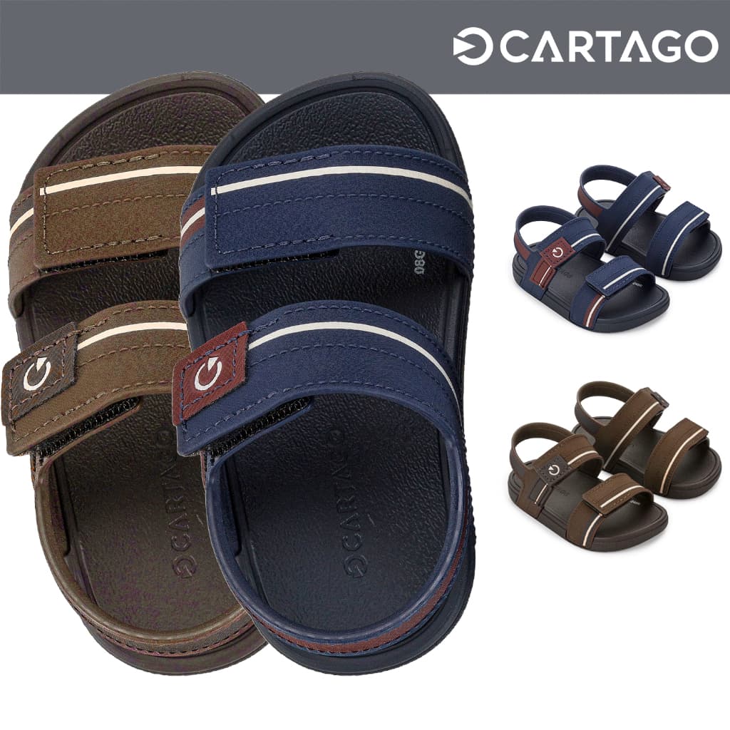 Sandália Infantil Baby Chinelo Cartago Dakar Papete Meninos Para Bebê e Crianças Textura de Couro