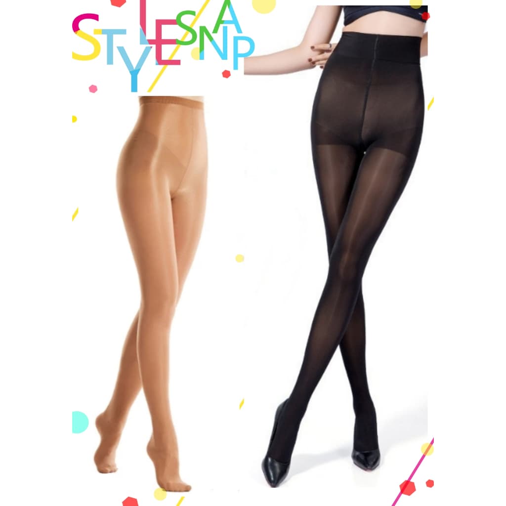 70d - 80D Meias Femininas De Cetim Brilhante Em 2 Cores Meia calça 2024 Cor Preto - Cafe Brilhantes