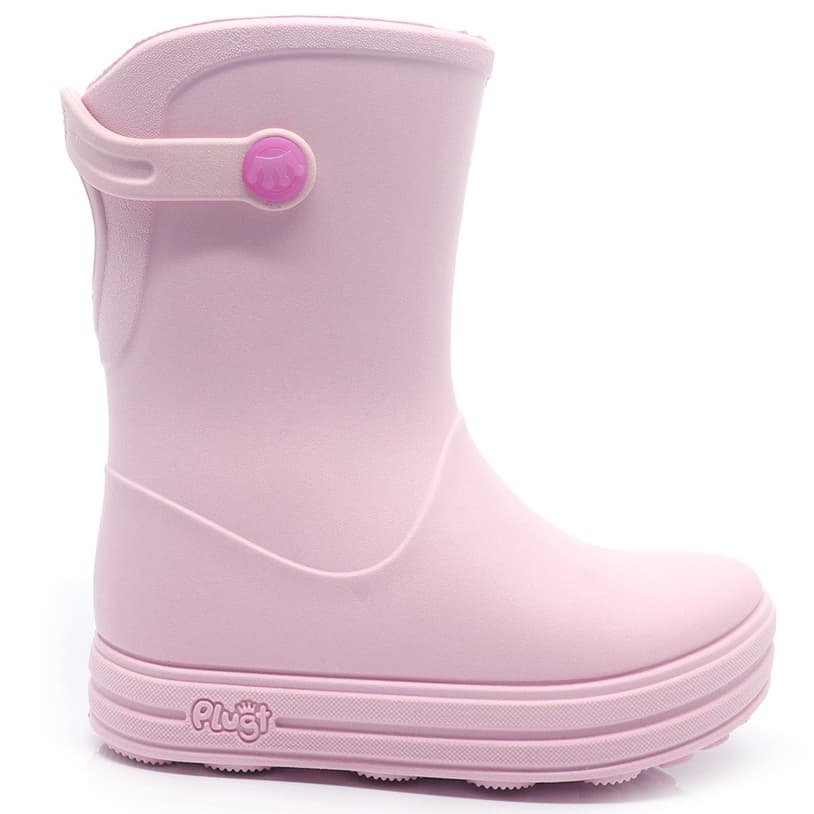 Galocha Infantil Plugt Menina Menino Rosa Claro Leve Confortável Impermeável Antiderrapante
