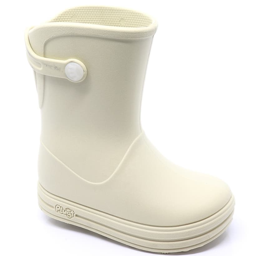 Galocha Infantil Plugt Bege Menino Menina Bota Impermeável Leve Confortável Antiderrapante Chuva