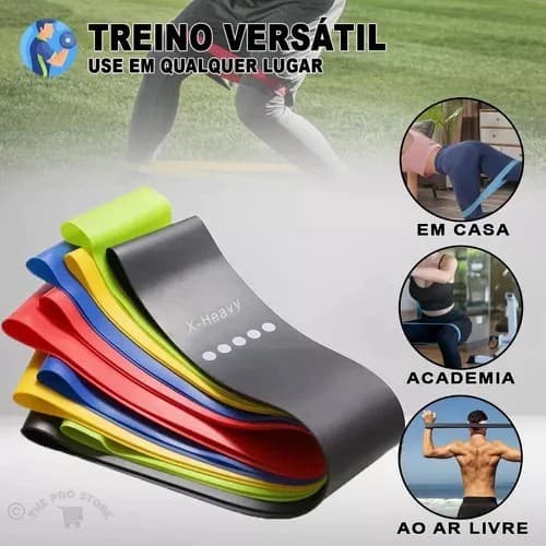 Kit 5 Faixa Elastica Treino Ginastica Pilates E Fisioterapia