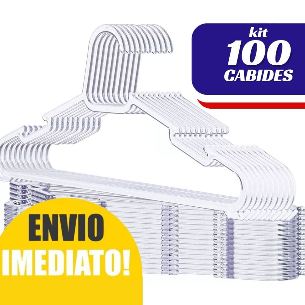 Kit 30 a 100 cabides para roupas CRISTAL transparente reforçado resistente guarda roupas Armário closet