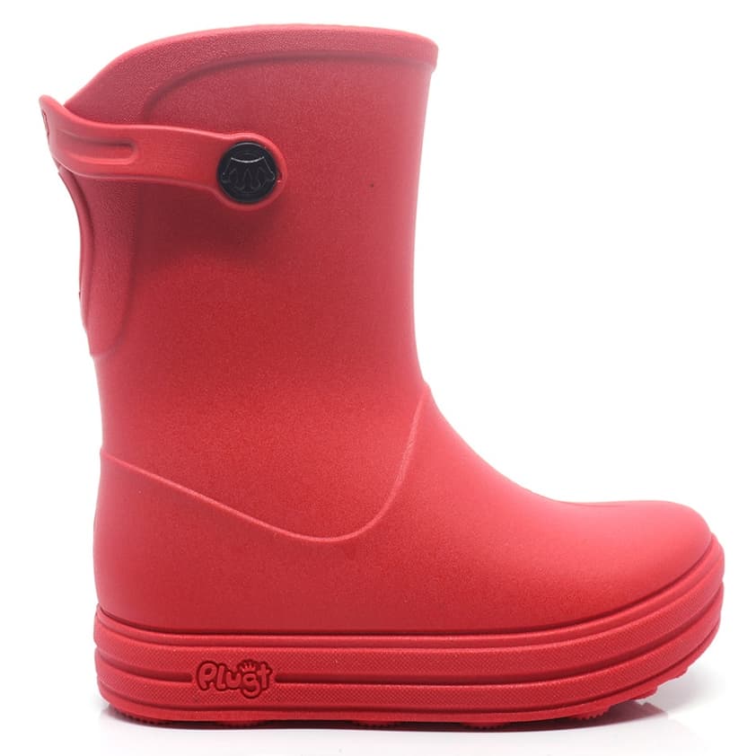 Galocha Bota Infantil Plugt Menina E Menino Confortável Leve Básica Lisa Vermelho Impermeável
