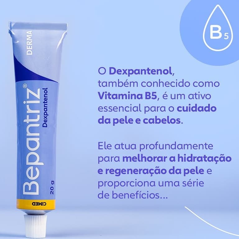 Pomada Bepantriz Derma Hidratante Dexpantenol Creme Hidrata e Renova A Pele Ressecada 20g Original