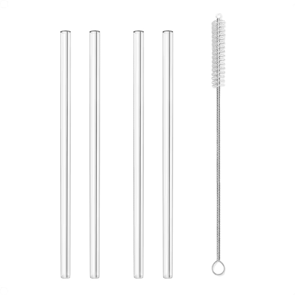 Kit de Canudos de Vidro Ecológicos Canudos Retos e Curvos Escova de Limpeza Reutilizável Sustentável