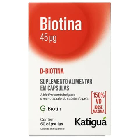 Biotina Dose Máxima P/ Cabelos Pele e Unhas 60caps - Katigua