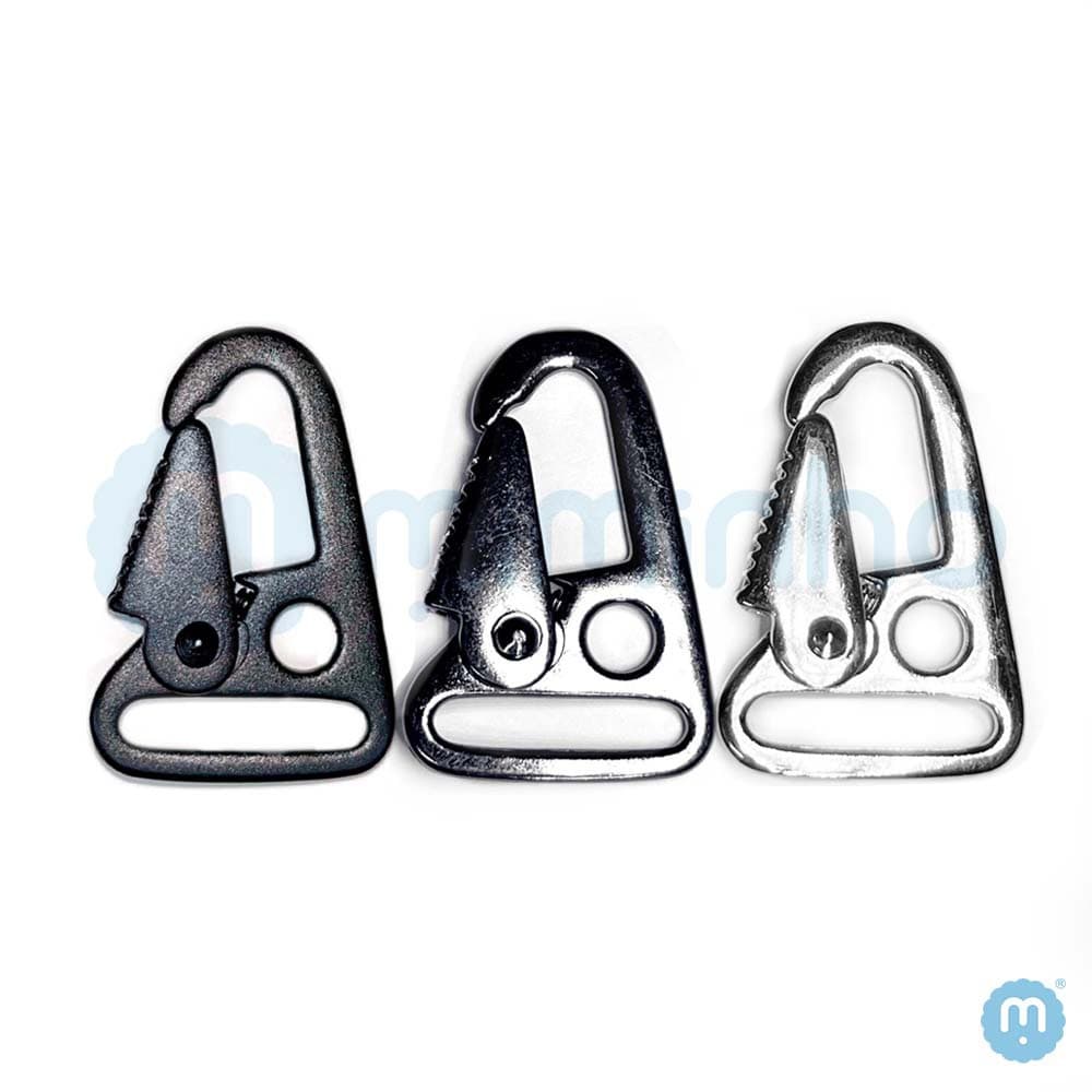 Mosquetão Gancho de Fivela e Chaveiro 4,5cm (passante 2,5cm) Metal - PACOTE COM 2 ou 10 PÇS - Preto, Grafite e Niquelado