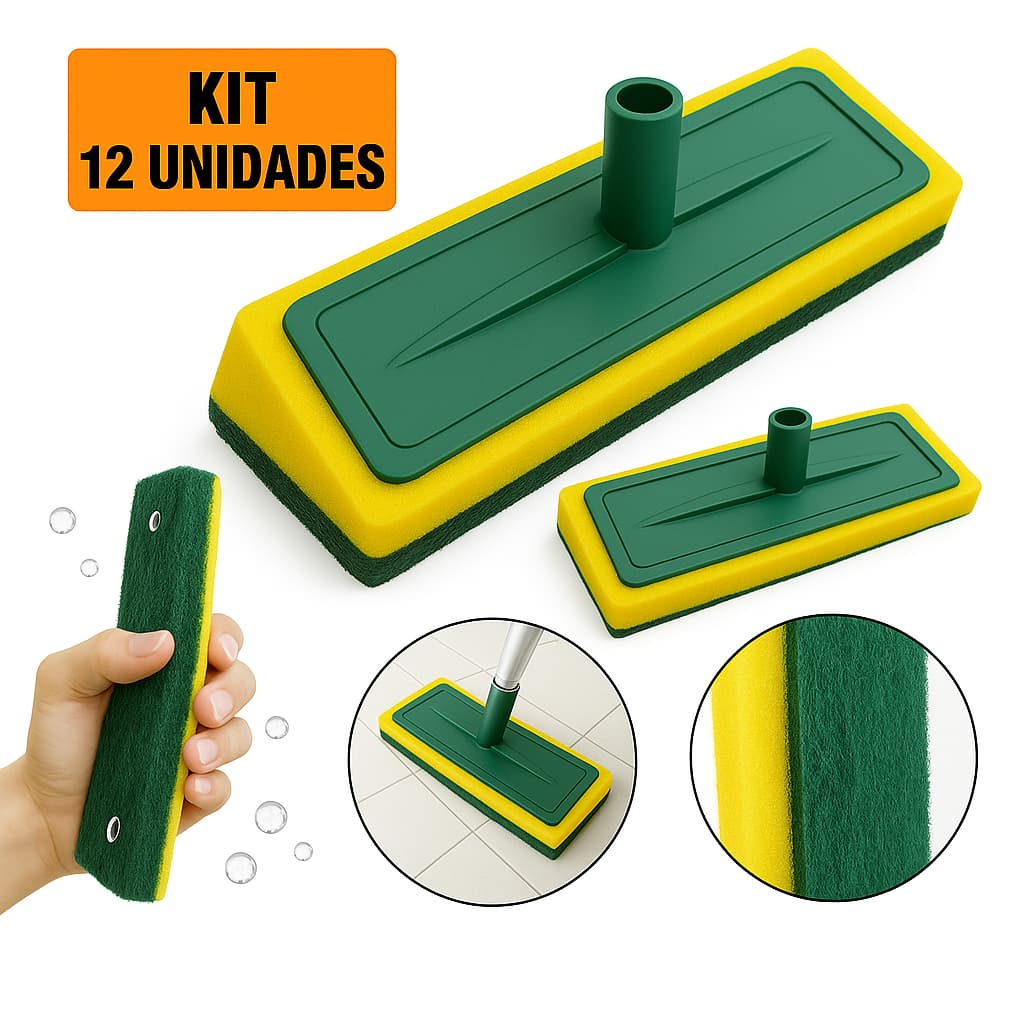 Kit 12 Rodos Esfregão Limpa Azulejo Passa Cera Piso Com Esponja Abrasiva Multiuso Remove Sujeira Difícil Alta Qualidade