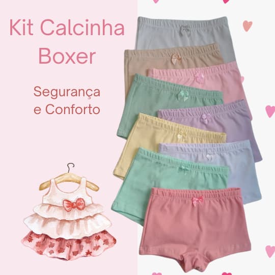 Kit Calcinha Box Infantil Menina Bebê Juvenil Tapa Fralda Malha Cottom Premium Algodão Roupas Intima