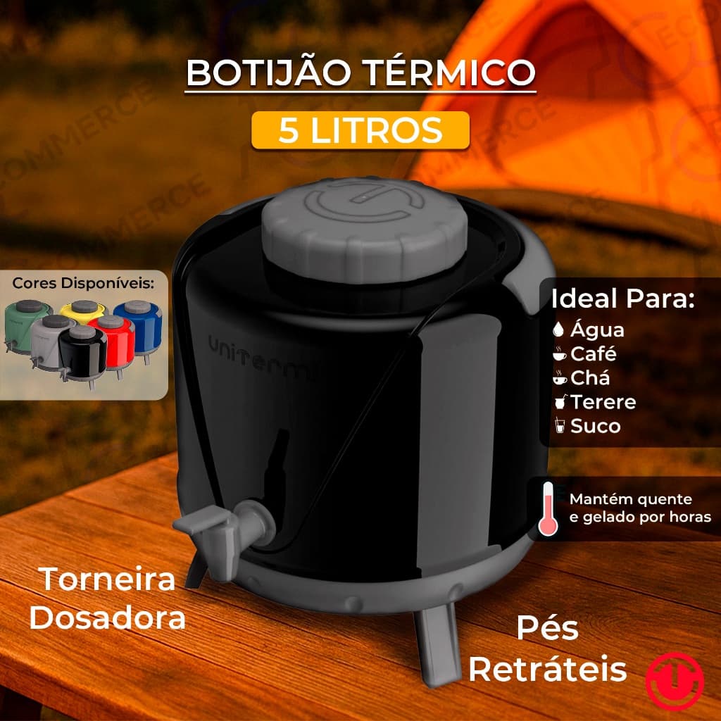 🫖Botijão Térmico 🔥5 Litros Galão com Torneira e Pezinho Ideal para Café Chá Suco e Água Unitermi ☕