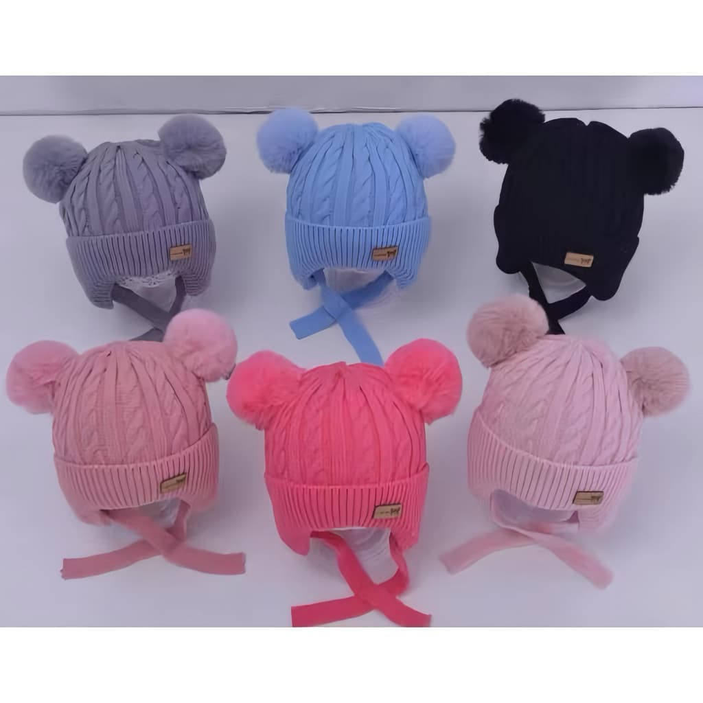 Touca De inverno Frio para Bebe Gorro De Lã Infantil Forrada Pompom Menina Menino Estilo Ovelhinha