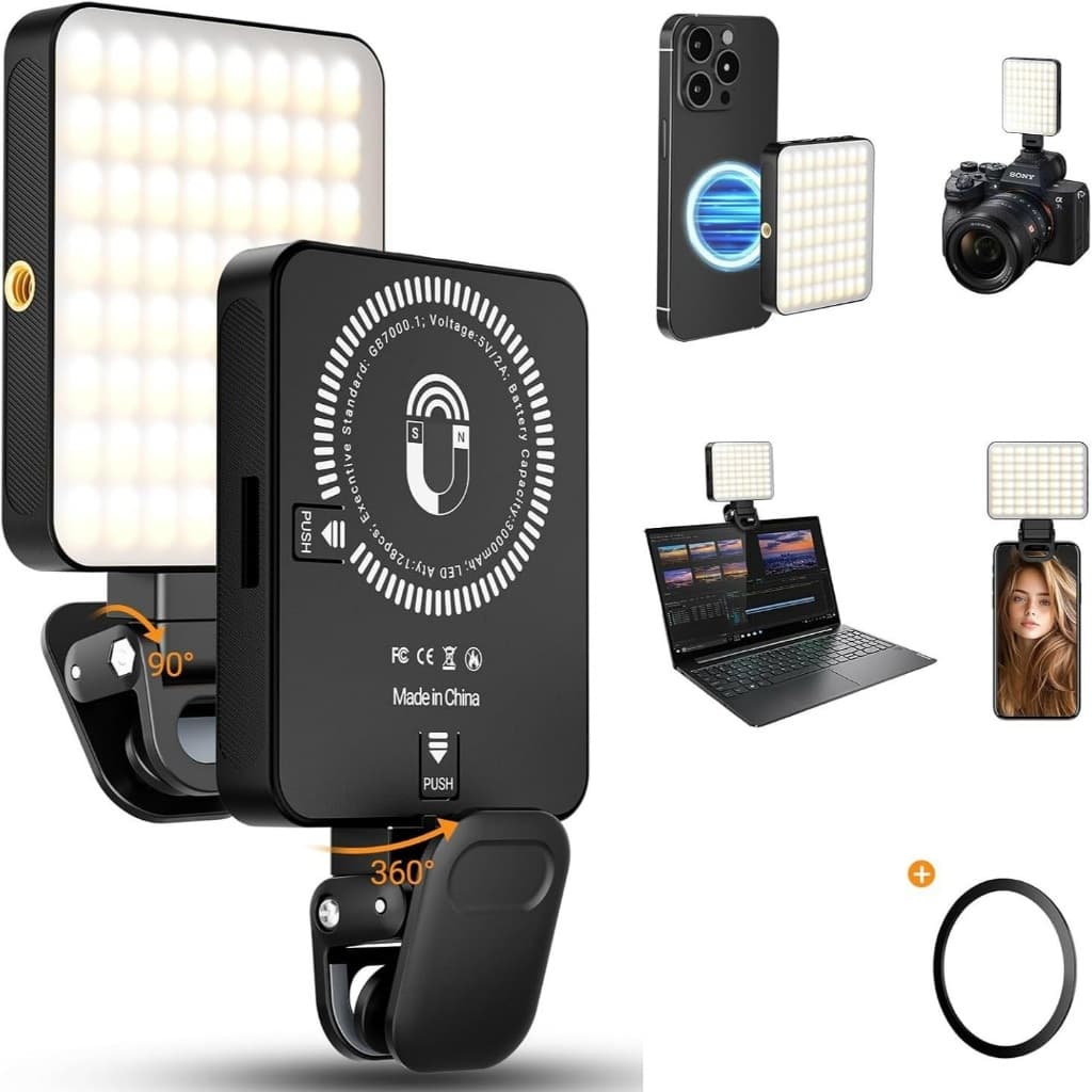 Luz de Preenchimento LED Magnética RGB Para Celular Vlog Live Vídeo Conferência Câmera