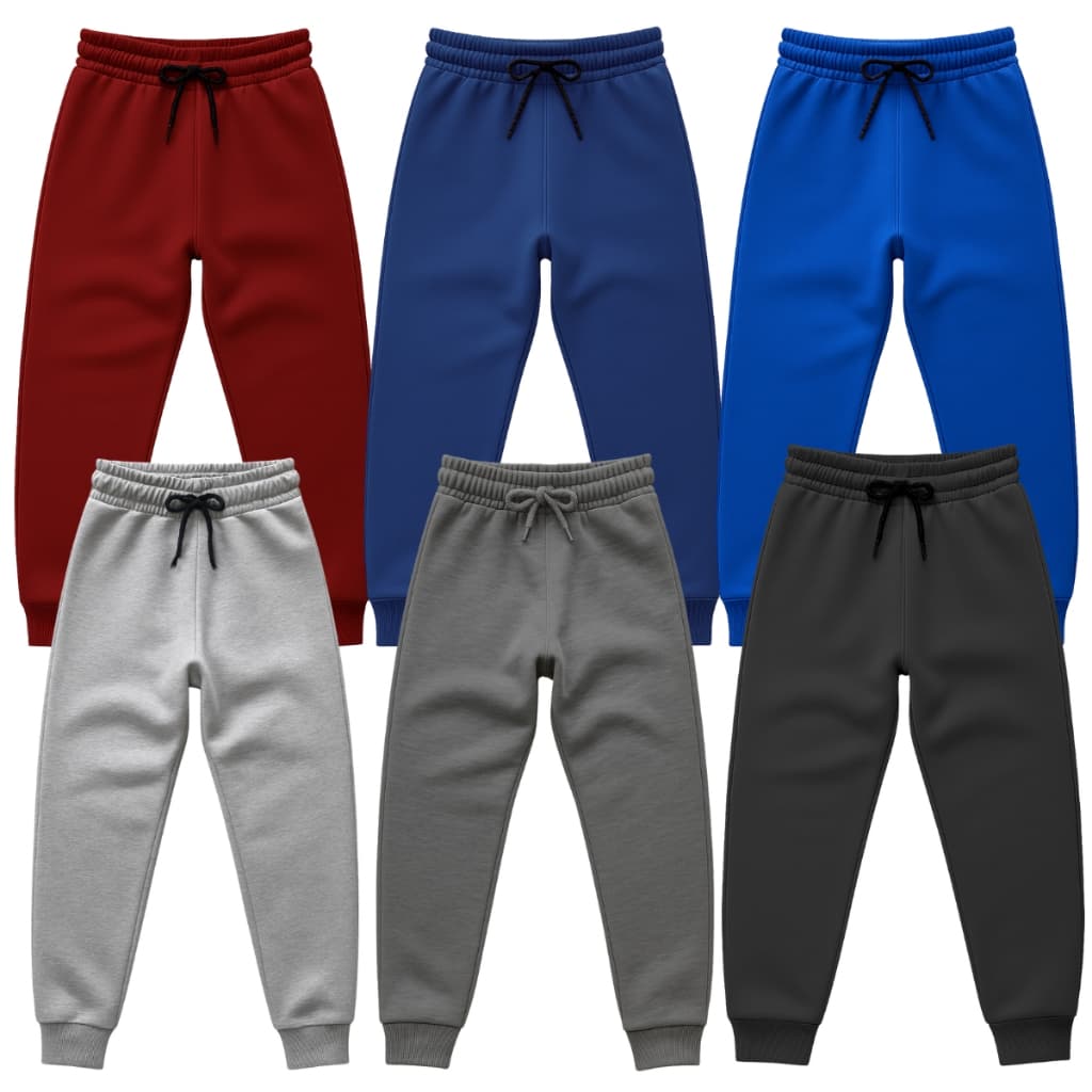 Kit Calças Moletom Grosso Infantil Menino Flanelada Toque Macio Com Punho