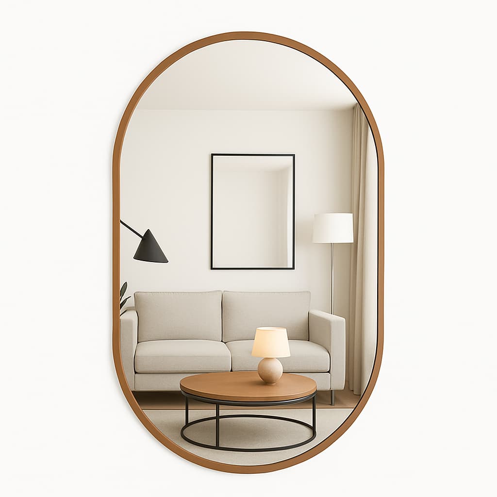 Espelho Oval Com Moldura 80x50 Decorativo Luxo C/ Suporte Parede