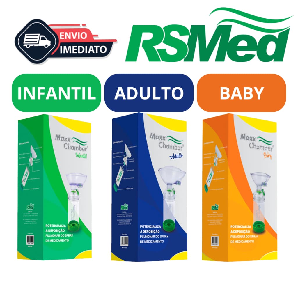 ESPAÇADOR PARA MEDICAMENTO DE ASMA MAXX CHAMBER RSMED BI VALVULADO ORIGINAL