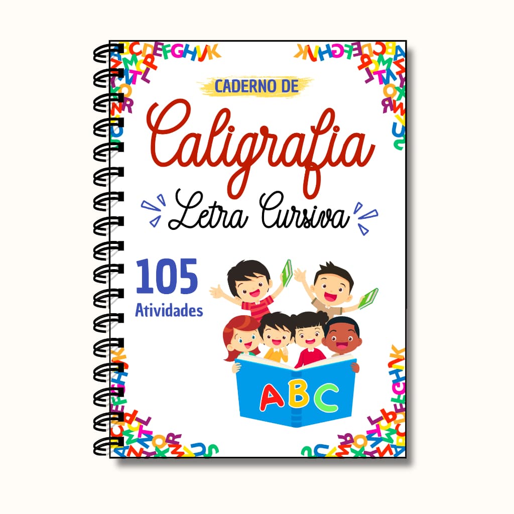 Caderno de Caligrafia Infantil 105 Atividades Letra Cursiva Livro para Desenvolvimento da Escrita