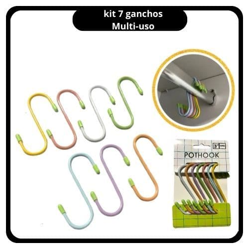 Ganchos Formato S Multiuso Colorido Para talheres e diversos  Envio Imediato