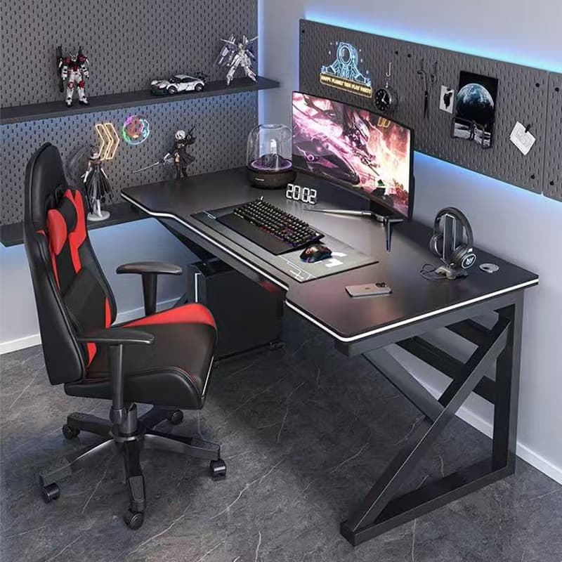 Mesa de jogos com prateleira, carbono anti-riscos, mesa para transmissão ao vivo, mesa para PC