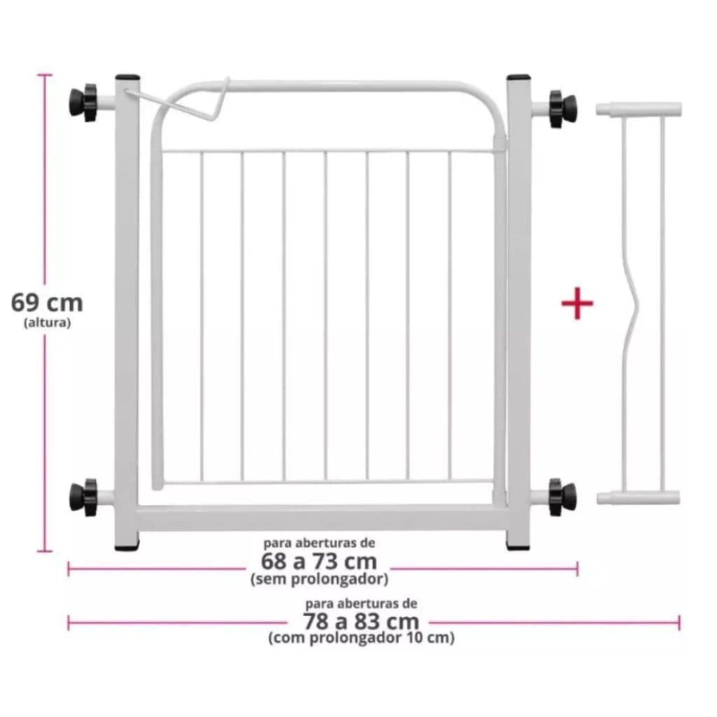 Grade de Portão Pet Cercado Cercadinho de Ferro + Prolongador 10cm de Brinde