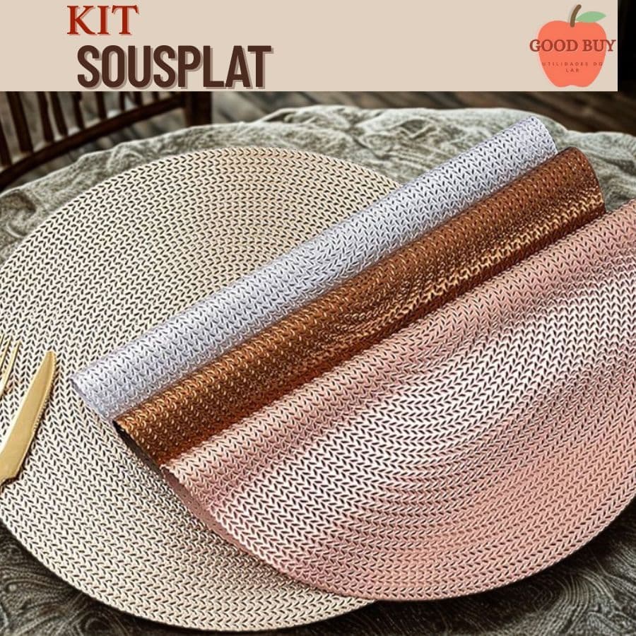 Kit Jogo Americano Sousplast 4 ou 6 unidades Redondo Luxo para Mesa de Jantar Posta Impermeável