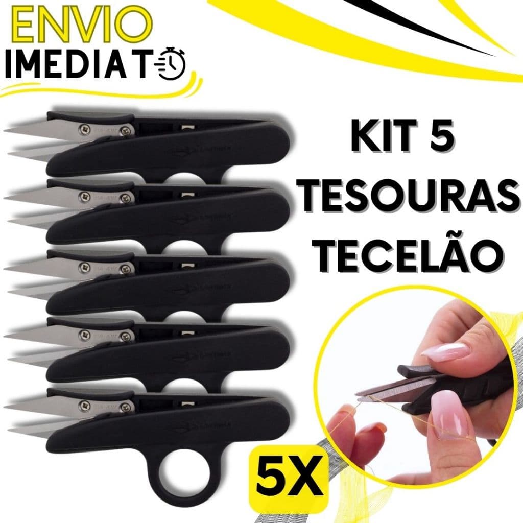 KIT 5 Tesoura Tecelão para Arremate de Linha Pic Corta Fácil Preciso Corte e Costura Fios Artesanato Bordado Tecido