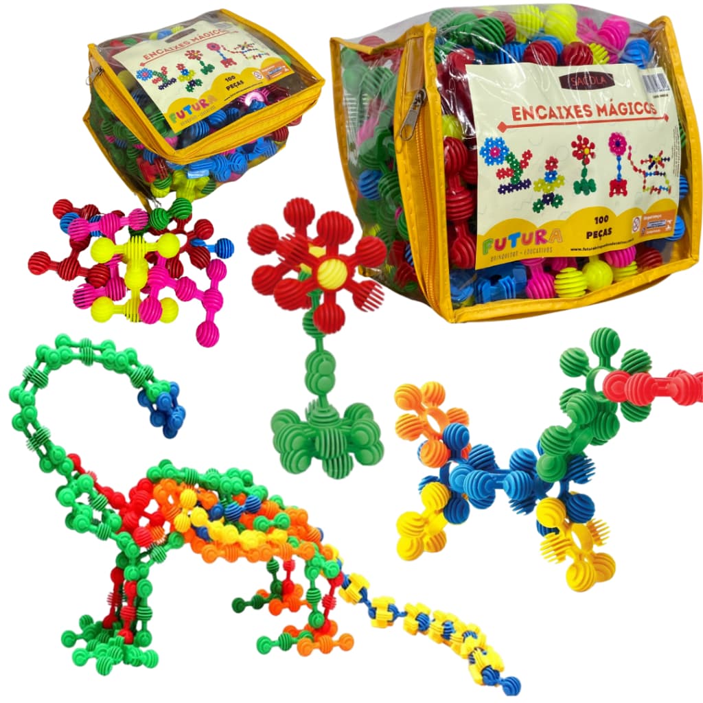 Blocos De Montar Encaixes Mágicos Estrela Criativo Educativo 100 Pçs