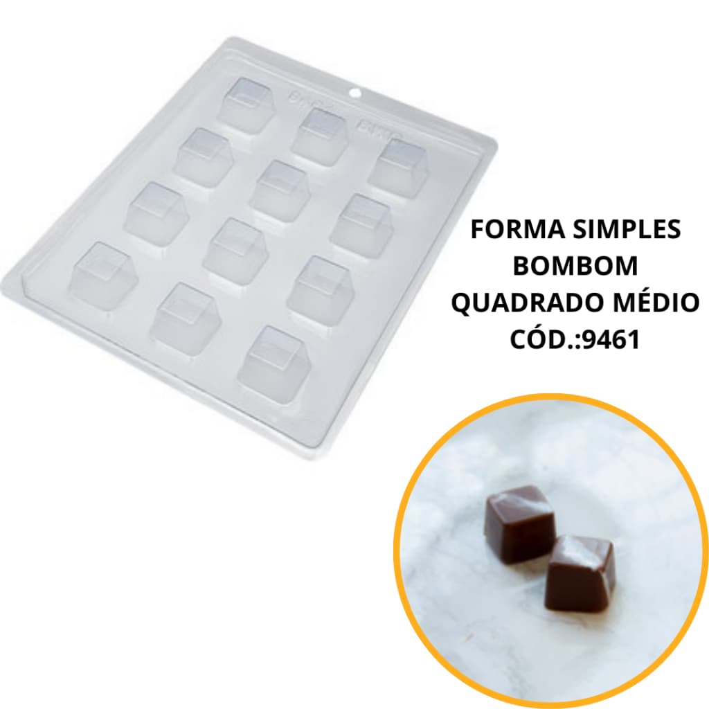 1~10 FORMA SIMPLES BOMBOM QUADRADO MÉDIO CÓD:9461 (A8) EM ACETATO BWB P/ BOMBOM, DOCES DE CHOCOLATE