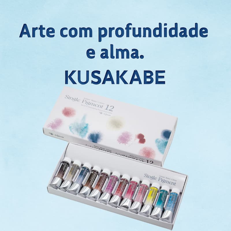 Aquarela Profissional Kusakabe Granulação 12 Cores – Pigmento Único Japonês
