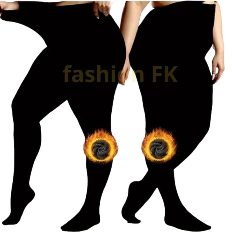 Kit 2 Meias Calça Fio 80 plus size forrada flanelada inverno ideal para o frio Tamanho Unico