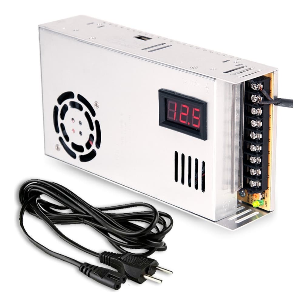 Fonte Automotiva Chaveada 50 Amperes 600W 14.4 Volts + Voltímetro Digital + Cabo