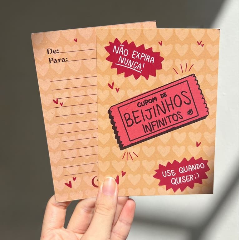Cartão Cupom de Beijinhos