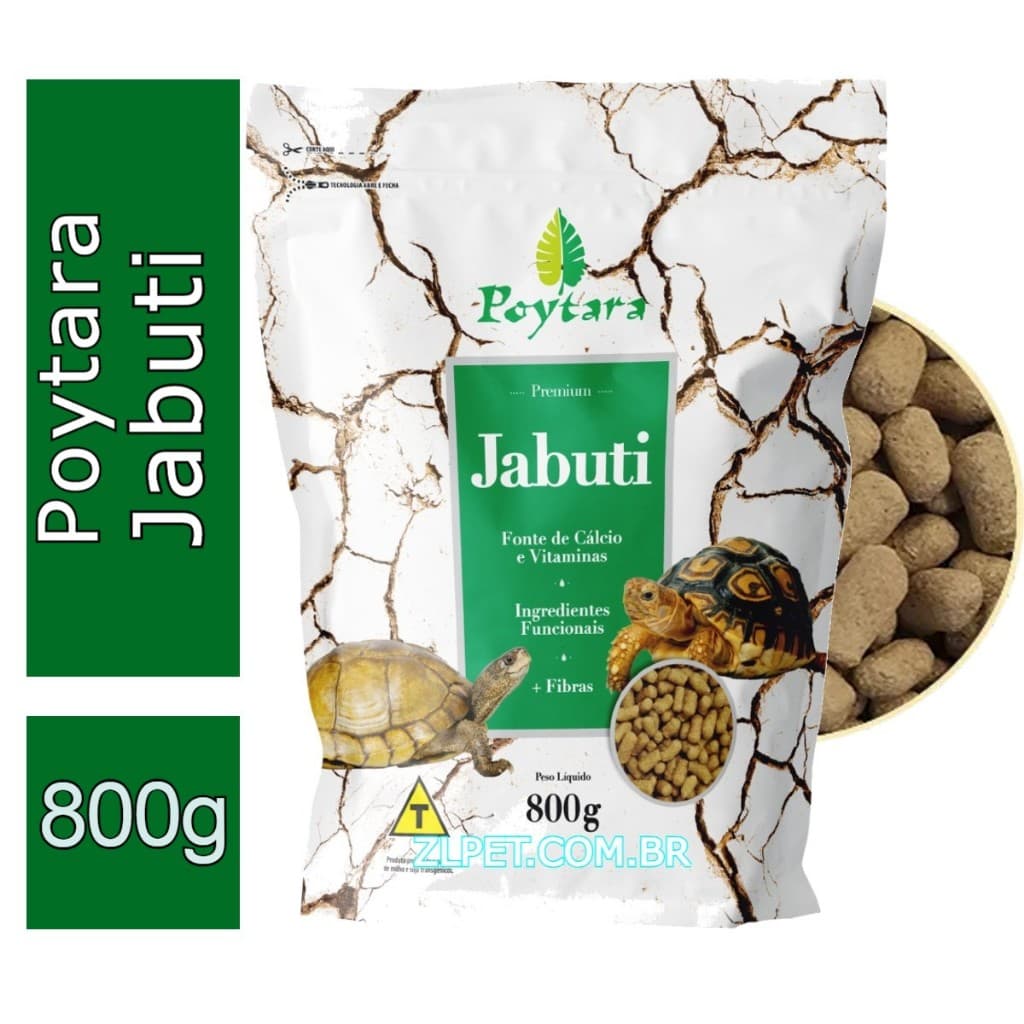 Ração Para Jabuti Poytara Jabuti Bag 800g Para Tartarugas Jabutis Adulto