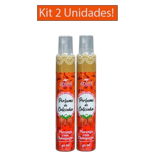 KIT 2 Unidades Perfume de Calcinha MORANGO COM CHAMPAGNE 40mL APINIL