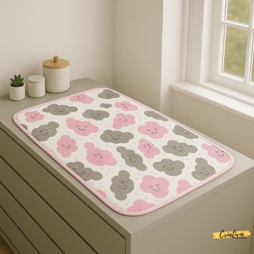 Trocador Portátil Para Bebe 100% Algodão Com Saquinho Organizador - Envio Imediato