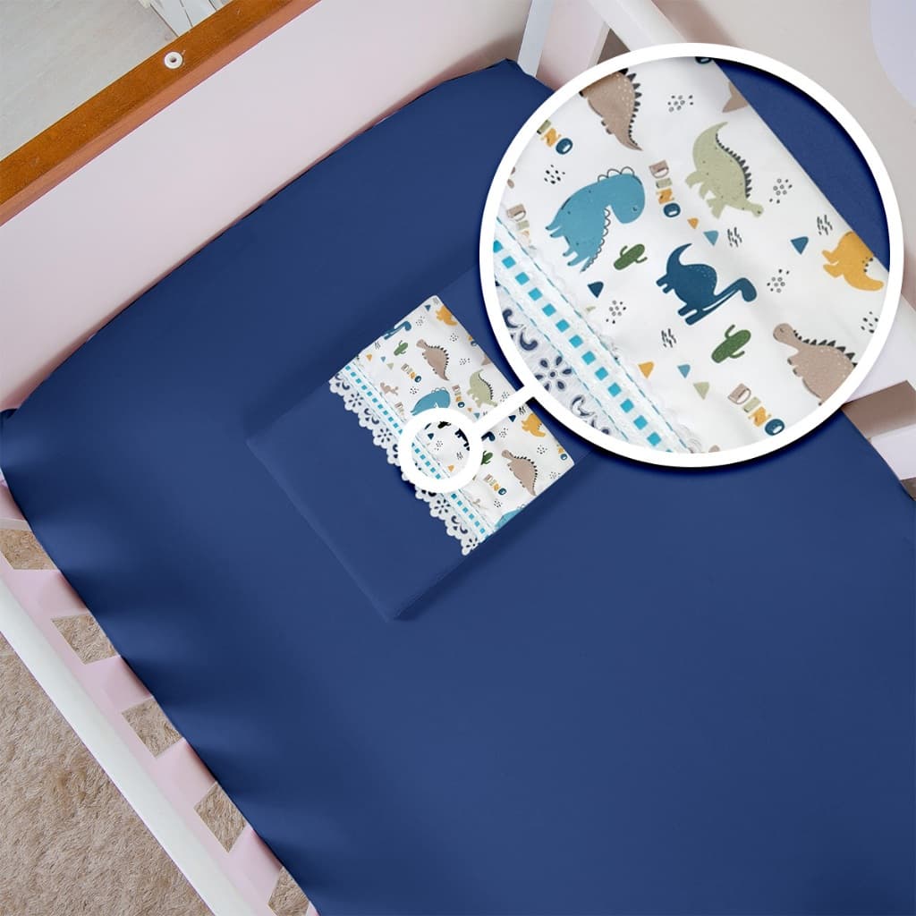 Jogo Lençol 02 Peças MINI BERÇO 89x38cm Percal 400 Fios Macio Menino Menina