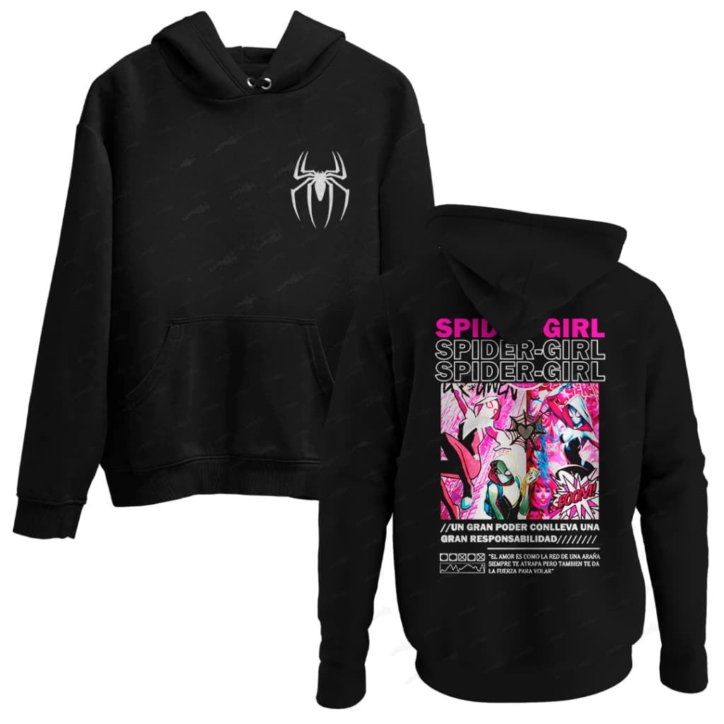 Moletom Canguru Casal Unissex Homem Aranha Spider Girl F/C (LEIA A DESCRIÇÃO)