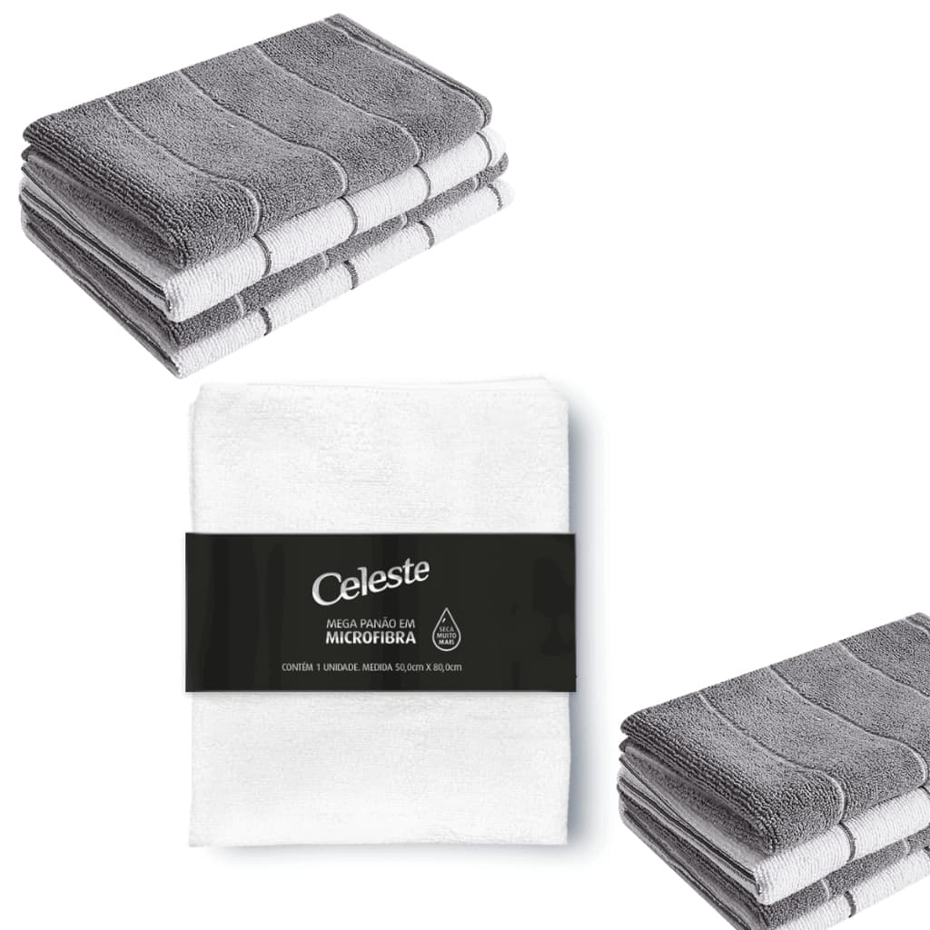 Mega Panão Multiuso Microfibra Celeste c/ 2 unidades 80x50 Cor Sortida