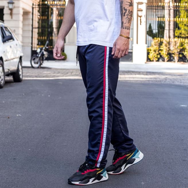 Calça Masculina Adulto Faixa Lateral Bolso Traseiro Tecido Tactel Esportiva E Casual  Estiloso 273