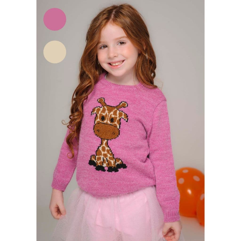 Suéter Blusa Tricô Infantil Menina e Menino Lã Quentinha Rosa Bege Girafa Inverno Tramadinhos Tricot