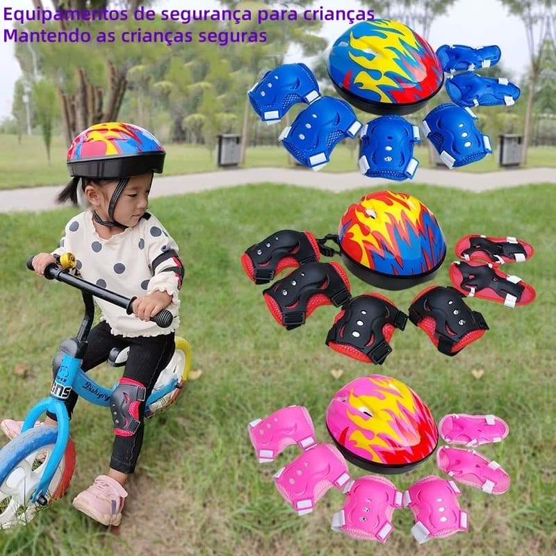 Conjunto de protetores de roda de bicicleta e skate para crianças, 7 peças, proteção esportiva