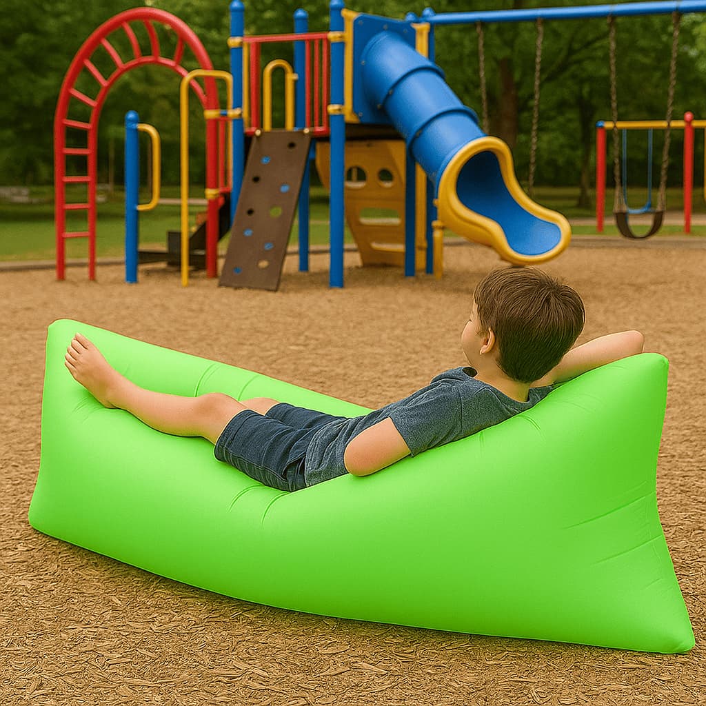 Air Sofá Inflável 1,85m x 0,75m – Puff Portátil de Nylon para Praia, Piscina, Viagens e Áreas Externas