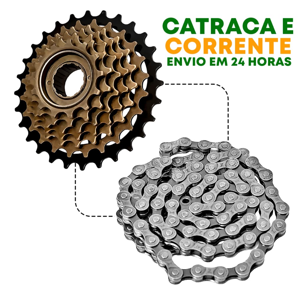 Kit de Corrente Gts e Catraca 7v 21 Marchas Corrente G-51l Index Prata 7 Velocidades 116 Elos
