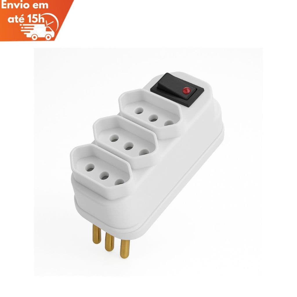 Adaptador Para Tomada Com 3 Saidas POWER 2P + T 10A 250V   Benjamin